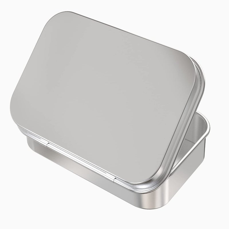 Hulless 6 Pcs Metal Hinged Tin Box Container Mini Portable Small Storage Container Kit with Lid for Home Storage 4.5x3.3x0.9 Inch, Silver - Image 4